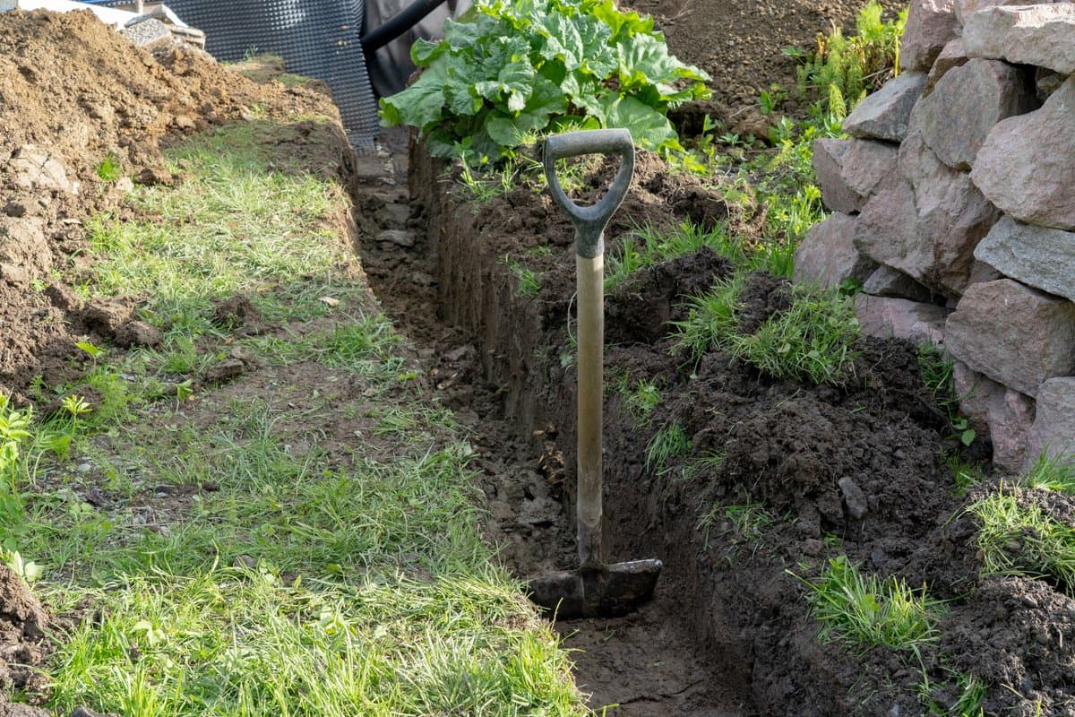 Grated surface catch basin installed flush with a lawn to capture standing water
